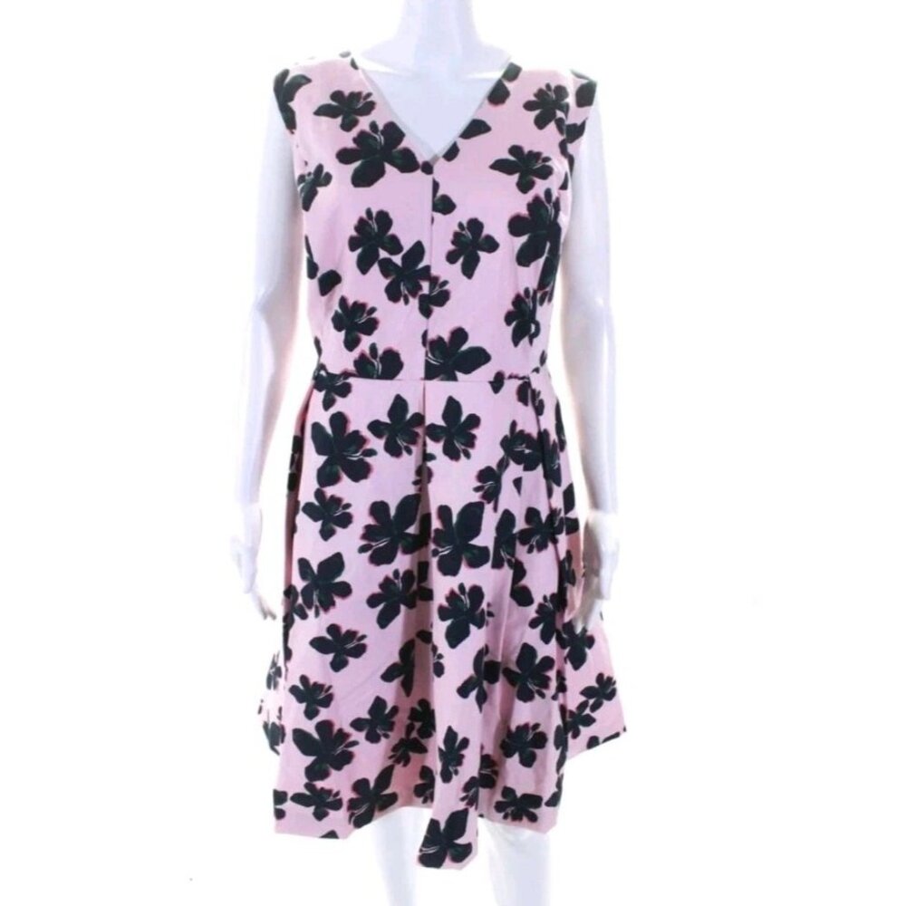 Draper James X ELOQUII  Floral Print A-Line Pleated Dress Pink Black Size 20